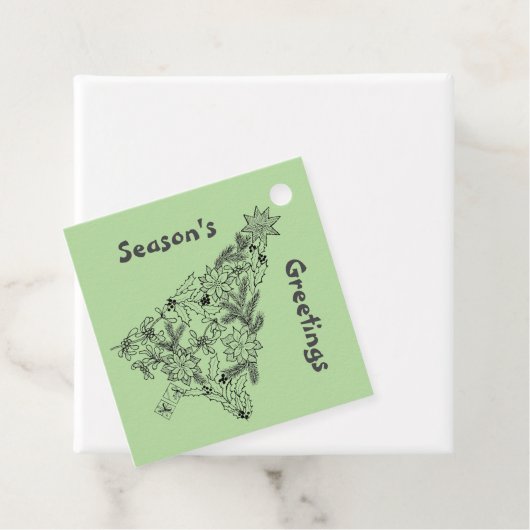 Feestelijke Green Tree Christmas Gift Label (In situ)