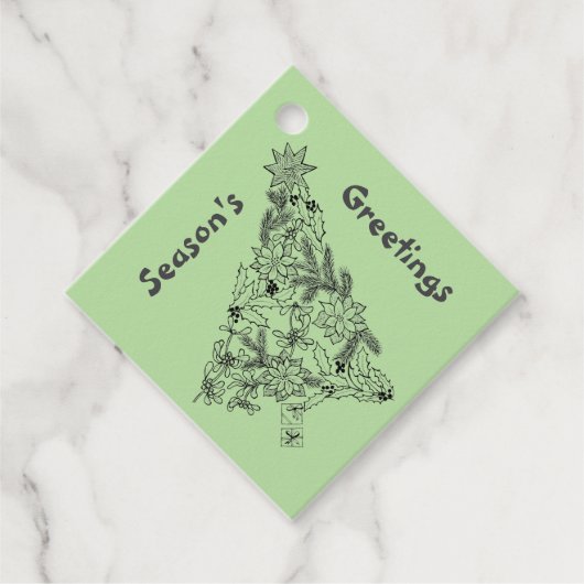 Feestelijke Green Tree Christmas Gift Label (Voorkant)
