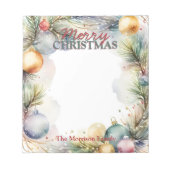 Feestelijke grens van dennentakken Kerstmis Notitieblok (Voorkant)