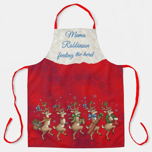 Feestelijke Grillen Rendier All-Over Print Schort (Voorkant)