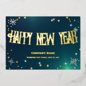 Feestelijke Groen 2024 Bedrijfs Rode Lint Folie Feestdagenkaart (Voorkant)