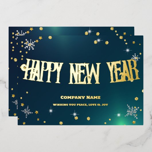 Feestelijke Groen 2024 Bedrijfs Rode Lint Folie Feestdagenkaart (Voorkant / Achterkant)