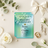 Feestelijke Groen Blauw Glow String Lichte bruilof Kaart