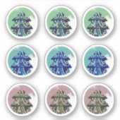 Feestelijke groenblauwe versierde kerstboom sticker (Voorkant)
