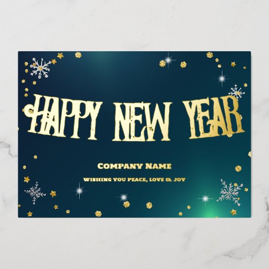 Feestelijke groene 2024 Bedrijf Rode Lint Folie Feestdagenkaart (Voorkant)