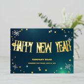 Feestelijke groene 2024 Bedrijf Rode Lint Folie Feestdagenkaart (Staand Voorkant)