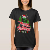 Feestelijke Groene Alien Waving Merry 2023 Kerstmi T-shirt (Voorkant)