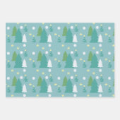 Feestelijke Groene & Blauwe Kerstbomen Inpakpapier Vel (Voorkant)