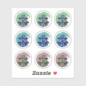 Feestelijke groene blauwe versierde kerstboom sticker (Vel)