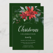 Feestelijke Groene Bloemen Kerstfeest Kaart (Voorkant / Achterkant)