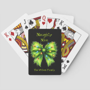 Feestelijke groene bont bow-lights stout of leuke pokerkaarten