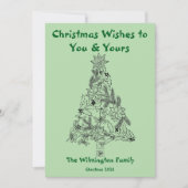 Feestelijke Groene Boom Familie Kerstflat Kaart (Voorkant)