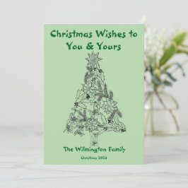 Feestelijke Groene Boom Familie Kerstflat Kaart