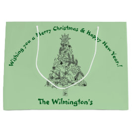 Feestelijke groene boom groot cadeauzakje