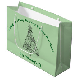 Feestelijke groene boom groot cadeauzakje