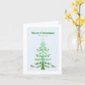 Feestelijke groene boom met kerstverlichting kaart (Gele Bloem)