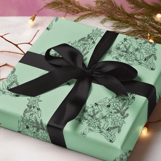 Feestelijke groene boom op Eton Blue Christmas Cadeaupapier