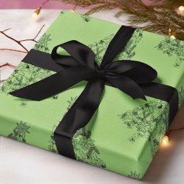 Feestelijke Groene Boom op Pistache Kerstmis Cadeaupapier