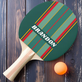Feestelijke groene bordstrepen met naam tafeltennisbatje