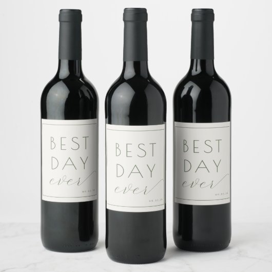 Feestelijke Groene Calligrafie Wijn Etiket (Flessen)