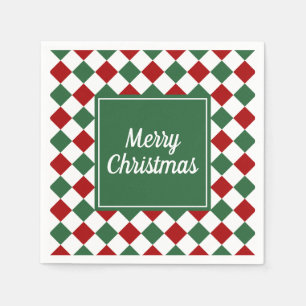 Feestelijke groene cheques vrolijke kerst servet