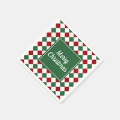 Feestelijke groene cheques vrolijke kerst servet (Hoek)