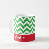 Feestelijke Groene Chevron Kerstmis Aangepaste Naa Koffiemok (Voorkant links)