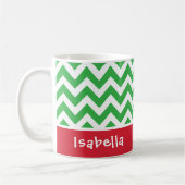 Feestelijke Groene Chevron Kerstmis Aangepaste Naa Koffiemok (Links)