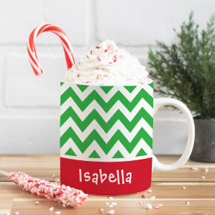 Feestelijke Groene Chevron Kerstmis Aangepaste Naa Koffiemok