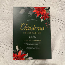 Feestelijke Groene Corporate Christmas Party Gold Folie Uitnodiging