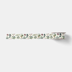 Feestelijke groene elegante rustieke patroon Kerst Satijnen Lint