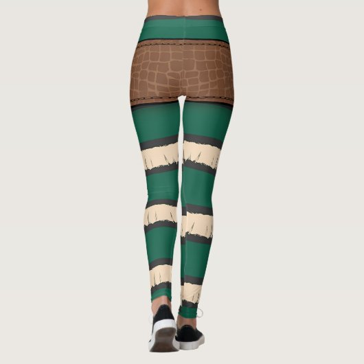 Feestelijke Groene Elf Kostuum Leggings - Vakantie (Achterkant)