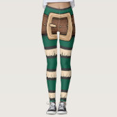 Feestelijke Groene Elf Kostuum Leggings - Vakantie (Voorkant)
