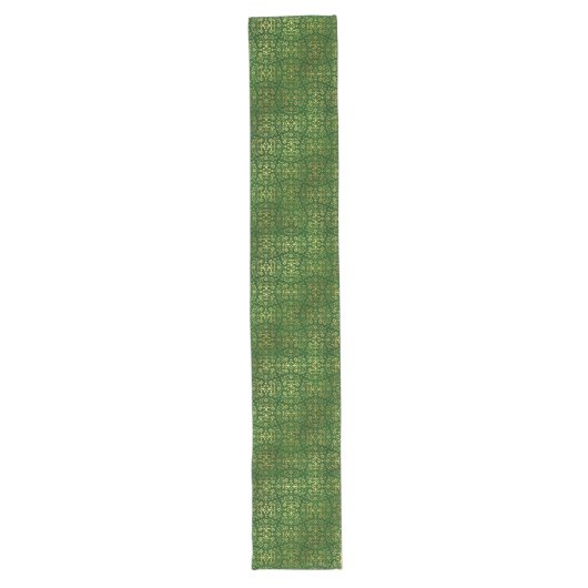 Feestelijke groene en gouden Damask Table Runner Lange Tafelloper (Voorkant)