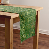 Feestelijke groene en gouden Damask Table Runner Lange Tafelloper (Voorbeeld)