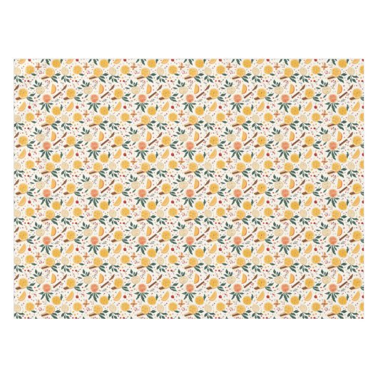 Feestelijke groene en Oranje citrus en kaneel Tafelkleed (Voorkant (Horizontaal))