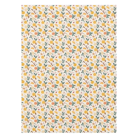 Feestelijke groene en Oranje citrus en kaneel Tafelkleed (Voorkant)