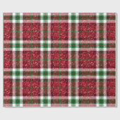 Feestelijke groene en rode buffel plaid kerst cadeaupapier (Vlak)