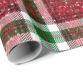 Feestelijke groene en rode buffel plaid kerst cadeaupapier (Rol Hoek)