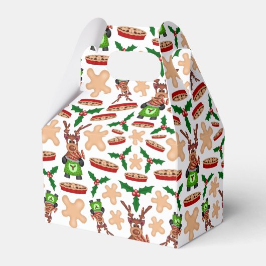 Feestelijke groene en rode Kasky kerstrendieren Bedankdoosjes (Achterkant)