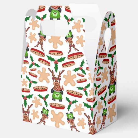 Feestelijke groene en rode Kasky kerstrendieren Bedankdoosjes (Geopend)