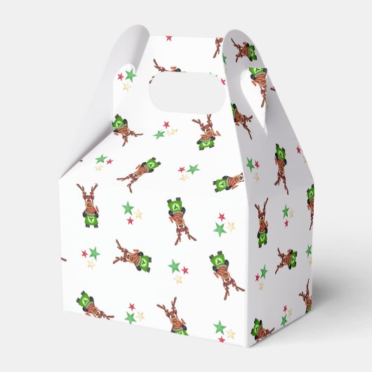 Feestelijke groene en rode Kasky kerstrendieren Bedankdoosjes (Achterkant)