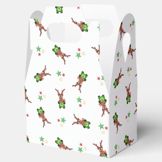 Feestelijke groene en rode Kasky kerstrendieren Bedankdoosjes (Geopend)