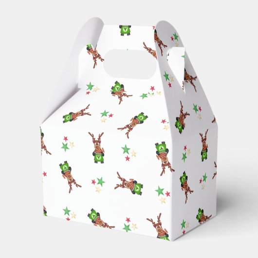 Feestelijke groene en rode Kasky kerstrendieren Bedankdoosjes (Voorkant Zijde)