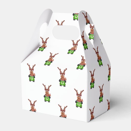 Feestelijke groene en rode Kasky kerstrendieren Bedankdoosjes (Achterkant)