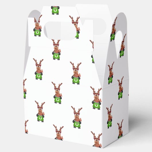 Feestelijke groene en rode Kasky kerstrendieren Bedankdoosjes (Geopend)