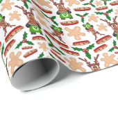 Feestelijke groene en rode Kasky kerstrendieren Cadeaupapier (Rol Hoek)