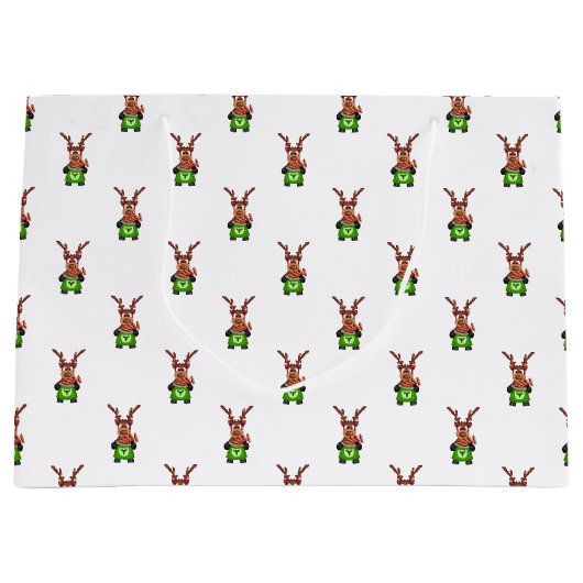 Feestelijke groene en rode Kasky kerstrendieren Groot Cadeauzakje (Voorkant)