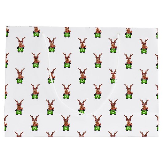 Feestelijke groene en rode Kasky kerstrendieren Groot Cadeauzakje (Achterkant)