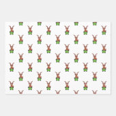 Feestelijke groene en rode Kasky kerstrendieren Inpakpapier Vel (Voorkant 3)